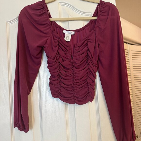 Kirious Plum Long Sleeve Scrunched Bodice Top - XS - Picture 1 of 3